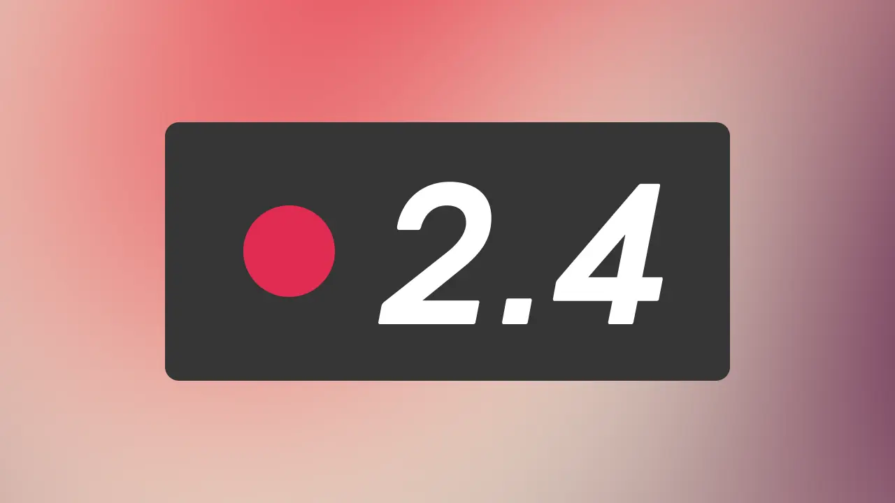 The text 2.4 over a red gradient background